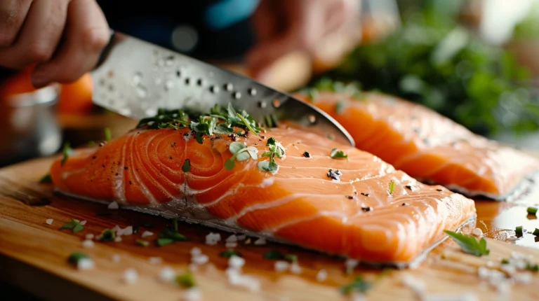 salmon in kitchen